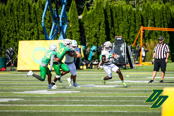 Sean Dollars led all Oregon running backs against Georgia with 33 rushing yards on four carries.